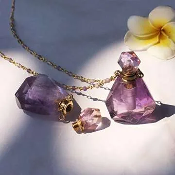 ZENGORI 1 Pcs Natural Amazonite Perfume Bottle Pendant Long Necklace 26" WX1170-N2-Amazonite