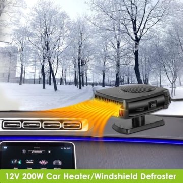 Car Heater, 12V 200W Portable Windshield Defroster Fast Heating and Cooling Auto Car Defogger Window Defroster Automobile Windscreen Heater Plug in Cigarette Lighter Heaters with 360 Degree Rotary