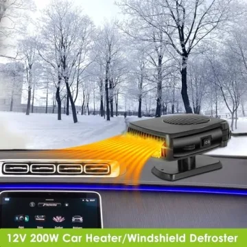 Car Heater, 12V 200W Portable Windshield Defroster Fast Heating and Cooling Auto Car Defogger Window Defroster Automobile Windscreen Heater Plug in Cigarette Lighter Heaters with 360 Degree Rotary