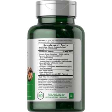 Horbäach Turmeric and Ginger Supplement 3000 mg | 60 Softgel Capsules | Turmeric Curcumin Complex w...