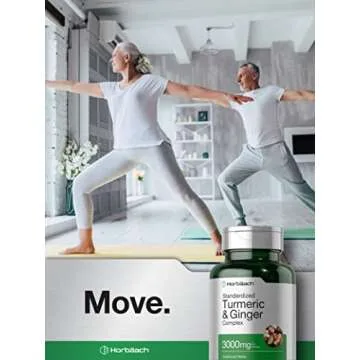 Horbäach Turmeric and Ginger Supplement 3000 mg | 60 Softgel Capsules | Turmeric Curcumin Complex with Black Pepper Extract | Non-GMO, Gluten Free