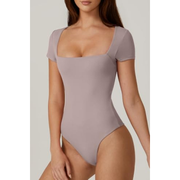 Buy QINSEN Short Sleeve Bodysuit for Women in Crystal Gray
