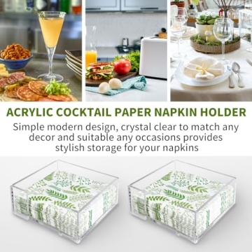 Cocktail Napkin Holder Set 2 Pack Durable Acrylic Style