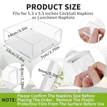 Cocktail Napkin Holder Set 2 Pack Durable Acrylic Style