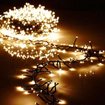 Raz Christmas Cluster Garland Lights - 44ft with 1300 Warm White Bulbs, Remote Control and Timer