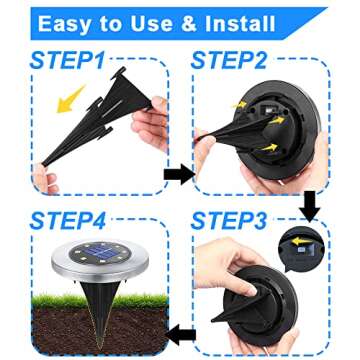 Rayolon Solar Ground Lights, Waterproof Solar Garden Lights, Upgraded Outdoor Garden Waterproof Bright in-Ground Lights, Landscape Lights for Pathway,Yard,Deck,Lawn,Patio,Walkway (8 Pack White Light)