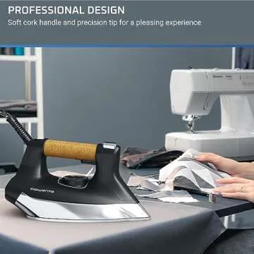 Rowenta, Iron, Ultimate Steam Pro Stainless Steel Soleplate Professional Steam Station for Clothes, 1800 Watts, 1.3L Removable Tank, Boiler Technology, Fast Heat Up, Black Clothes Iron, DG8668