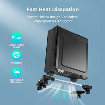 Hmseng Adjustable Mobile CPU Stand with Rolling Wheels