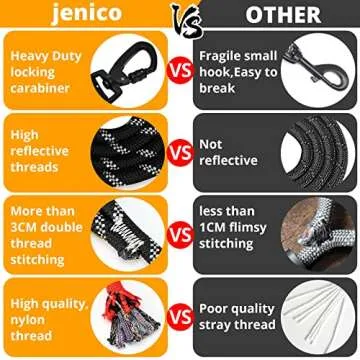 Long Dog Leash 15 FT: Heavy Duty Rope Leashes for Dogs Training with Swivel Lockable Hook Reflective...