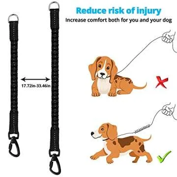 Long Dog Leash 15 FT: Heavy Duty Rope Leashes for Dogs Training with Swivel Lockable Hook Reflective Threads Bungee and Padded Handle - Dog Lead for Large Small Medium Dogs Outside Walking Hiking Blue