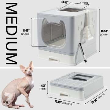 Vealind Covered Cat Litter Box with Sifting Lid, Kitty Litter Box Enclosure, Top Entry Enclosed Litt...