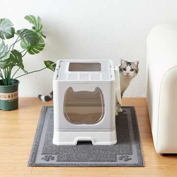 Vealind Top Entry Cat Litter Box with Sifting Lid