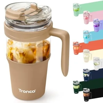 Tronco 32oz Glass Tumbler - Leakproof, BPA Free, Dishwasher Safe