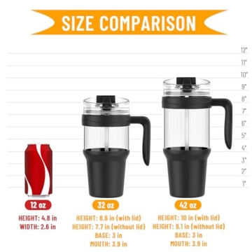 Tronco 32oz Glass Tumbler Leakproof BPA Free Dishwasher Safe