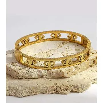 hotoo Gold Bangle Bracelet for Women Simple Cuff Evil Eye Bracelets Stackable Gifts for Women Christmas Birthday Halloween