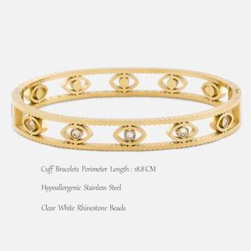 hotoo Gold Bangle Bracelet for Women Simple Cuff Evil Eye Bracelets Stackable Gifts for Women Christmas Birthday Halloween