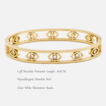 hotoo Gold Bangle Bracelet for Women Simple Cuff Evil Eye Bracelets Stackable Gifts for Women Christmas Birthday Halloween