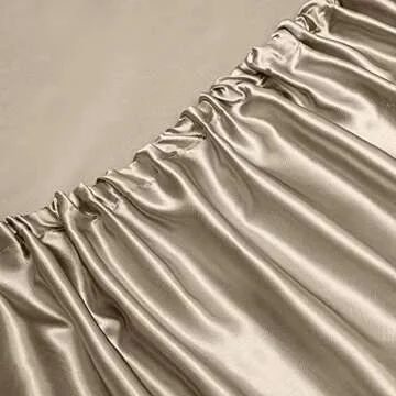 Vonty Satin Sheets King Size Silky Soft Satin Bed Sheets Taupe Satin Sheet Set, 1 Deep Pocket Fitted Sheet + 1 Flat Sheet + 2 Pillowcases