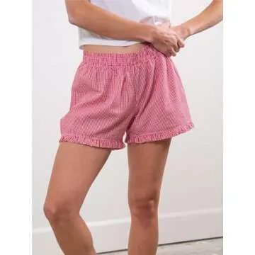 Trendy Y2K Ruffle Boxer Shorts for Women - Red, XL