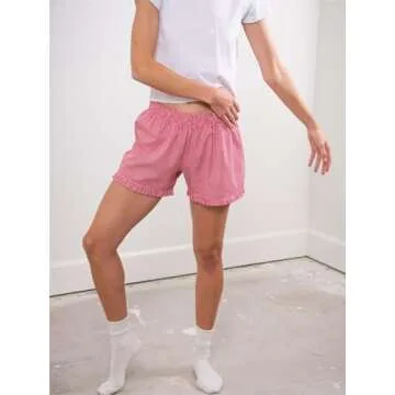 Trendy Y2K Ruffle Boxer Shorts for Women - Red, XL