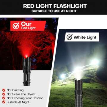 HinsGEAR 2 Pack Red Flashlight LED Single Mode Light 1 Mode LED Torch Scalable Red Light Flashlight for Astronomy Aviation Night Observation