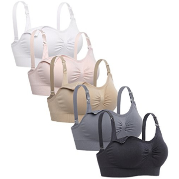 Lataly Women's Sleeping Nursing Bra - Wirefree Breastfeeding Maternity Bralette Pack of 5 Size S