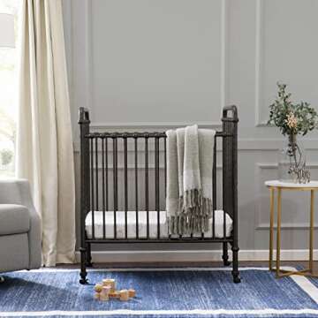 NAMESAKE Abigail 3-in-1 Convertible Mini Metal Crib in Vintage Iron, Greenguard Gold Certified
