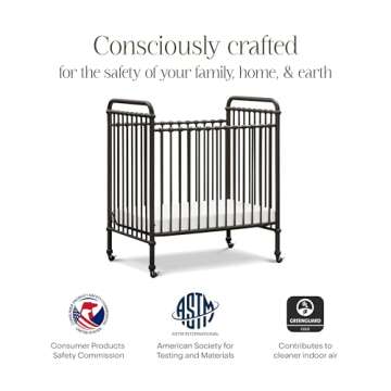 NAMESAKE Abigail 3-in-1 Convertible Mini Metal Crib in Vintage Iron, Greenguard Gold Certified