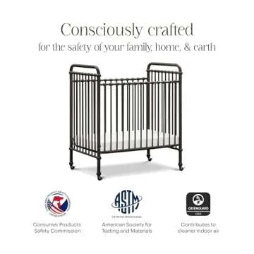 NAMESAKE Abigail 3-in-1 Convertible Mini Metal Crib in Vintage Iron, Greenguard Gold Certified