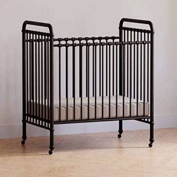 NAMESAKE Abigail 3-in-1 Convertible Mini Metal Crib in Vintage Iron, Greenguard Gold Certified