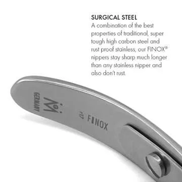 GERMANIKURE Tapered Professional Cuticle Trimmer - 1/2 Half Jaw Nipper - Ethically Made in Germany - FINOX Stainless Steel Sharp Cuticle Remover in Leather Case – Manicure Tool, r155, 5mm