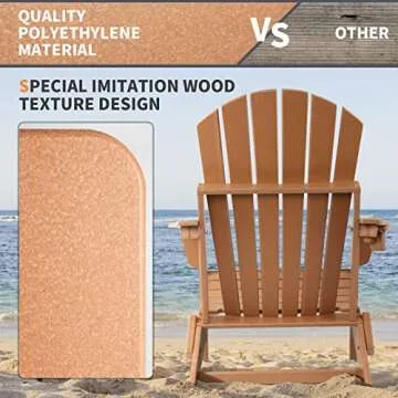 FUNBERRY Folding Adirondack Chair Set of 2, HDPE All Weather Fire Pit Chairs with Cup Holder for Outdoor