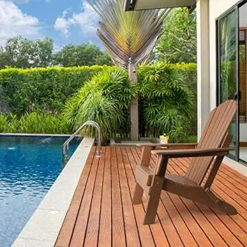 FUNBERRY Folding Adirondack Chair Set of 2, HDPE All Weather Fire Pit Chairs with Cup Holder for Outdoor