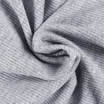 Roselux Womens Long Sleeve Scoop Neck Ribbed Knit Fitted Casual Tops Tee Slim Basic Shirts(3924,Grey-S)