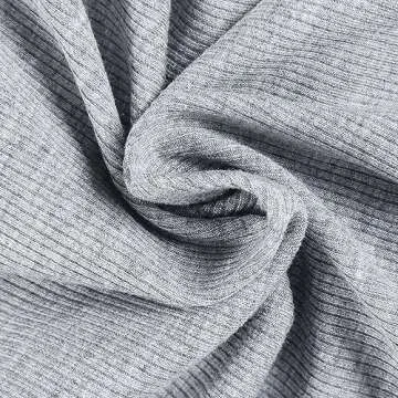 Roselux Womens Long Sleeve Scoop Neck Ribbed Knit Fitted Casual Tops Tee Slim Basic Shirts(3924,Grey-S)