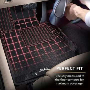 3D MAXpider Custom Fit Kagu Floor Mat (Black) Compatible with Tesla Model X Non-folding 6-Seat 2016-2021 - Full Set