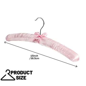 Jetec 24 Pieces Satin Padded Hangers Satin Hangers with Anti-Rust Swiveling Shoulder Hook for Hanging Dresses, Sweaters, Suits and More (Light Pink)
