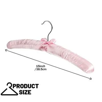 Jetec 24 Pieces Satin Padded Hangers Satin Hangers with Anti-Rust Swiveling Shoulder Hook for Hanging Dresses, Sweaters, Suits and More (Light Pink)