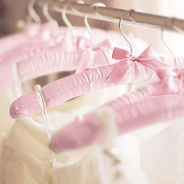 Jetec 24 Pieces Satin Padded Hangers Satin Hangers with Anti-Rust Swiveling Shoulder Hook for Hanging Dresses, Sweaters, Suits and More (Light Pink)