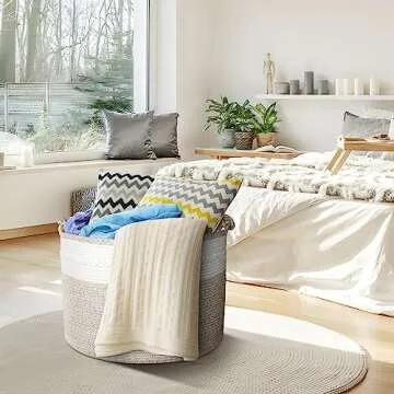 AivaToba 24" x 18" Extra Large Basket for Blankets, Large Blanket Basket for Living Room, Jumbo Woven Basket for Storage, Large Storage Basket, XXXXL Basket with Handles