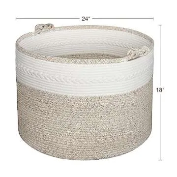 AivaToba 24" x 18" Extra Large Basket for Blankets, Large Blanket Basket for Living Room, Jumbo Woven Basket for Storage, Large Storage Basket, XXXXL Basket with Handles