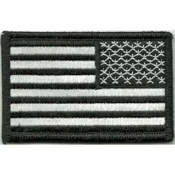 Tactical Reverse USA Flag Patch - Black & White - Quality Embroidery for Gear