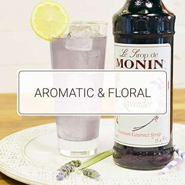 Monin - Lavender Syrup With Pump, Aromatic and Floral, Natural Flavors, Great for Cocktails, Lemonades, and Sodas, Non-GMO, Gluten-Free (1 Liter)