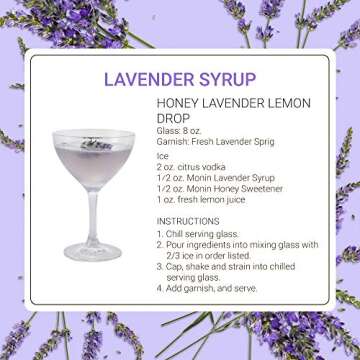 Monin - Lavender Syrup With Pump, Aromatic and Floral, Natural Flavors, Great for Cocktails, Lemonades, and Sodas, Non-GMO, Gluten-Free (1 Liter)