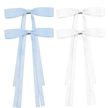 Stylish Bowknot Hair Clips with Long Tails for All Ages - 4Pcs