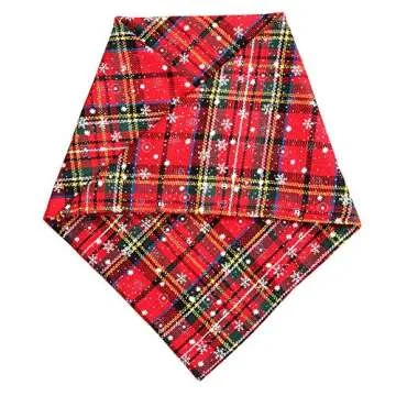 4Pcs Dog Bandana Christmas Pet Triangle Scarf Plaid Snowflake Accessories Bibs for Dog Cat