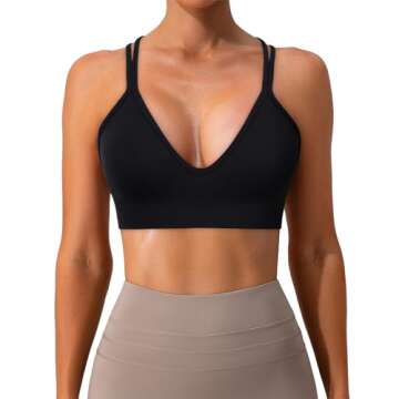 sicoozoe 3 Pack Women's V-Neck Strappy Sports Bras Padded Criss Cross Back Yoga Bra for Fitness Work...