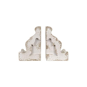 Elegant Distressed White Corbel Bookends Set of 2