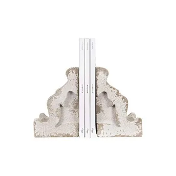 Elegant Distressed White Corbel Bookends Set of 2
