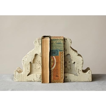 Elegant Distressed White Corbel Bookends Set of 2
